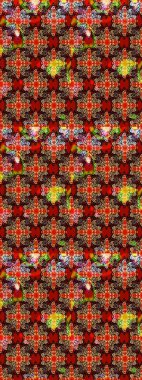 Raster illüstrasyonu. Kırmızı ve siyah renklere karalamalar çizilmiş çiçek deseni.