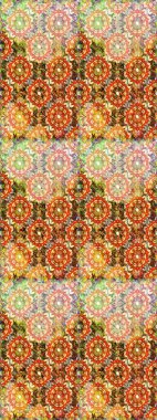 Raster oryantal süs. Kusursuz altın desen. Turuncu renklerde, altın elementlerle kusursuz desen.