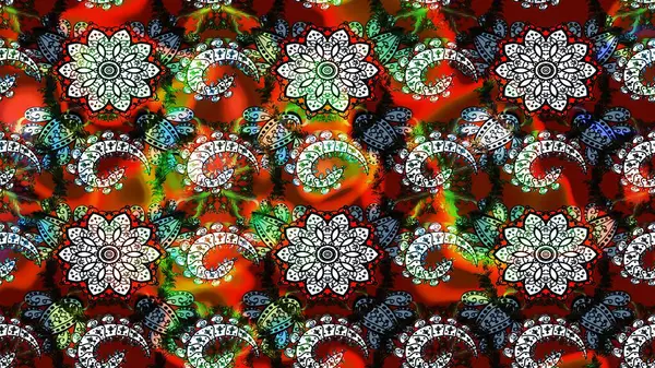 Raster çiçek desenli çiçek deseni, yapraklar, dekoratif elementler, sıçrama, lekeler, el çizimi kontur çizgileri ve Doodle çizim stili, grafik raster çizim çizimi.