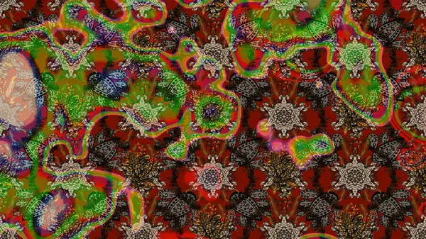 Küçük çiçekteki sevimli çiçek deseni. Raster deseni. Raster illüstrasyonu. Nazikçe, yaz çiçekleri kahverengi ve kırmızı renklerde.