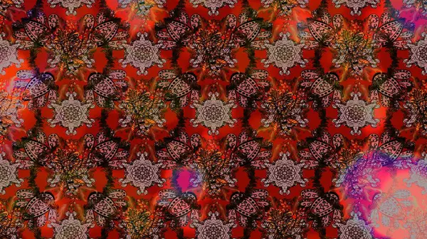 Kahverengi ve kırmızı renkte çiçekler. Çiçekli karalama şeklinde Raster çiçek deseni. Yumuşak, bahar çiçekli arka plan.