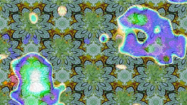 Tropik çiçek desenleri. Yeşil ve mavi renkte çiçekler. Raster illüstrasyonu.