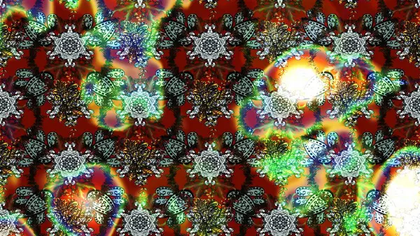 Raster illüstrasyonu. Çizim çiçek deseni duvar kâğıdı olarak kullanılabilir. Yeşil ve kahverengi renkte çiçekler.