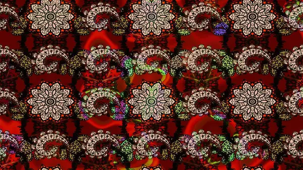 Siyah ve kırmızı renkte çiçekler. Renkli Bahar Teması eskiz kalıbı. Düz Çiçek Elementleri Tasarımı. Raster illüstrasyonunda çiçek deseni çizimi.