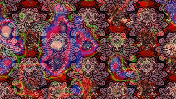 Çiçekli çiçek deseni, suluboya. Renkli Bahar Teması eskiz kalıbı. Raster illüstrasyonu. Kahverengi ve pembe renkli çiçekler. Düz Çiçek Elementleri Tasarımı.