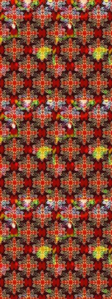 Raster illüstrasyonu. Kırmızı ve siyah renklere karalamalar çizilmiş çiçek deseni.