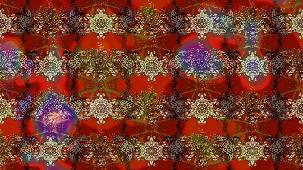 Çiçekli karalama şeklinde Raster çiçek deseni. Yumuşak, bahar çiçekli arka plan. Kahverengi ve kırmızı renkte çiçekler.