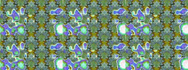 Küçük çiçekteki sevimli çiçek deseni. Yeşil ve mavi renkte çiçekler.