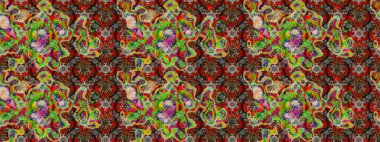 Çiçekli karalama şeklinde Raster çiçek deseni. Nazikçe, güzel çiçek arkaplanı. Kırmızı ve yeşil renkte çiçekler.