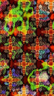 Çiçekli, yapraklı, çiçek desenli eskiz. Raster illüstrasyonu. El çizimi.