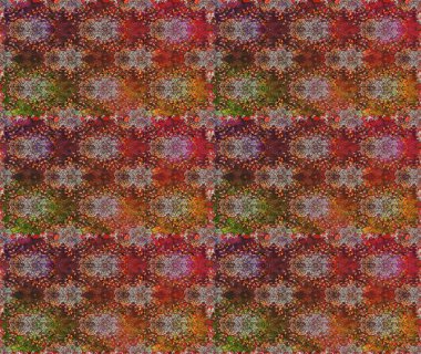 Raster. Kahverengi ve kırmızı renklerde güzel çiçeklerle kusursuz desen, suluboya çiçek deseni, duvar kağıdı, kart veya kumaş için fayanslı.