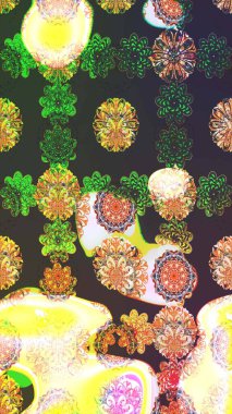 Nazik romantik baskı. Bahar mevsimi. Raster güzel bir çiçek deseni çizmiş. Tatil havası. Yeşil renkte çiçekler.