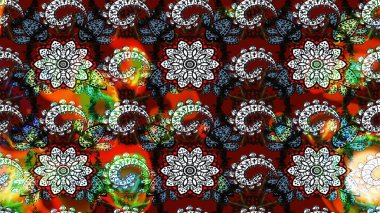 Çiçekler suluboya eskiz deseni. Raster Stili kumaş deseni.