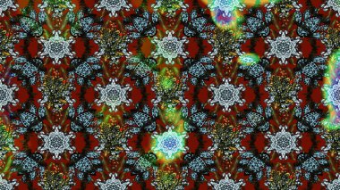 Vadinin çiçekleri gri ve kahverengi renklerde. Çiçekler. Soyut etnik raster çizim kalıbı.