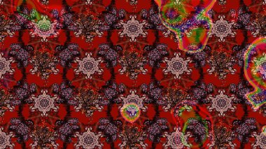 Manzaralı çiçek deseni. Üst manzara, yumuşak kahverengi ve kırmızı renk tarzı. Sevgililer günü ve tebrik kartı konsepti için şık bir davetiye. Çiçek kompozisyonu, el boyası, hassas şablon..