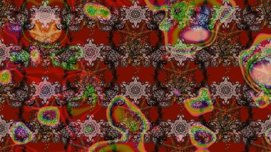 Kahverengi ve kırmızı renkte çiçekler. Küçük çiçekteki sevimli çiçek deseni. Raster illüstrasyonu.