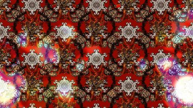 Suluboya elle çizilmiş çiçek desenli eskiz deseni. Parlak renkli fantezi çiçekleri, yapraklar, kahverengi ve kırmızı renkli tomurcuklar kahverengi ve kırmızı.