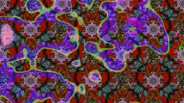 Çiçekli karalama şeklinde Raster çiçek deseni. Kahverengi ve kırmızı renkte çiçekler. Yumuşak, bahar çiçekli arka plan.