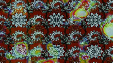 Süslü kumaş deseni. Renkli Bahar Teması eskiz kalıbı. Düz Çiçek Elementleri Tasarımı. Raster illüstrasyonunda çiçek deseni çizimi.