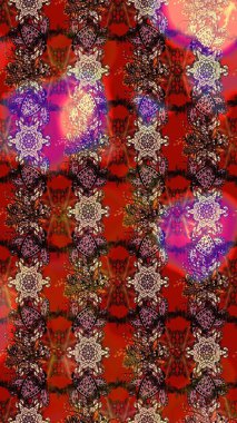 Raster illüstrasyonu. Klasik çiçek tasarımı elementleri. Kahverengi ve kırmızı kıvırcık çiçekler kahverengi ve kırmızı renklerde.