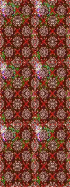 Renkli Bahar Temalı Kusursuz Arkaplan. Düz Çiçek Elementleri Tasarımı. Kusursuz çiçek deseni. Kahverengi ve kırmızı renkte çiçekler. Asya tekstil tarzında. Raster illüstrasyonu.