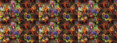 Yapraklı çizim şekli. Davetiye ve kartpostal tasarımı için dekoratif çiçek unsurları. Poster ya da kapak için arka plan. Şirin, zarif çiçekler Raster illüstrasyonu. Tekstil için figür.