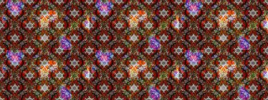 Şirin çiçek elementleri. Kahverengi ve kırmızı renkte çiçekler. Raster illüstrasyonu. Çizim.