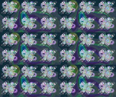 Renkli Bahar Teması eskiz kalıbı. Şirin çiçek elementleri. Taslak desenli, modaya uygun kumaş deseni. Düz Çiçek Elementleri Tasarımı. Raster illüstrasyonu.