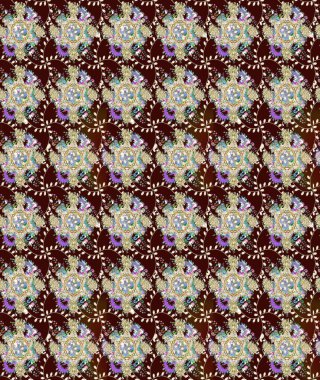 Kıvırcık, parlak örgü. Eski moda arka plan. Çiçek çelengi. Güzel, parlak, pürüzsüz kumaş, tuval. Raster illüstrasyonu. Desen, çizim, çiçek sınırı..