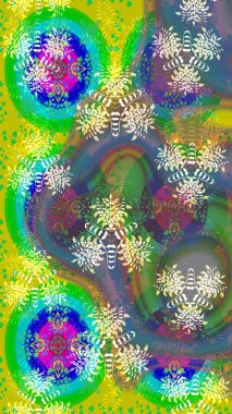 Renkli Yaz Temalı eskiz kalıbı. Düz Çiçek Elementleri Tasarımı. Yeşil renkli çiçekler. Raster illüstrasyonunda çiçek deseni çizimi.