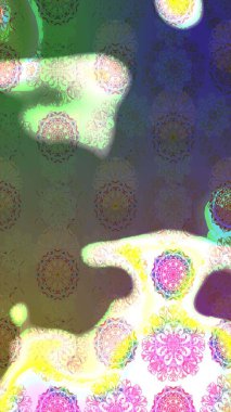 Raster illüstrasyonundaki çiçek desenli çizim. Yeşil renkli çiçekler. Renkli Bahar Teması eskiz kalıbı. Düz Çiçek Elementleri Tasarımı.