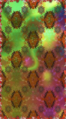 Kusursuz Renksiz Bahar Temalı Kusursuz Arkaplan. Kahverengi ve yeşil renkli çiçekler. Sevimli çiçek raster deseni. Düz Çiçek Elementleri Tasarımı.