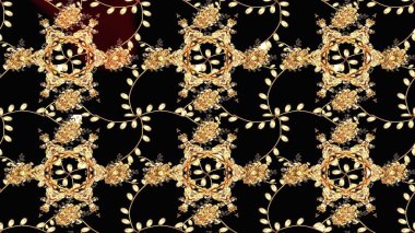 Siyah renkler üzerine çiçek desenli eskiz, el yapımı papatyalar, papatyalar. Tekrarlayan çiçek arkaplanı, zarif siyah çiçekler duvar kağıdı..