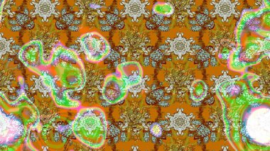 Hediye ambalaj kağıdı, tebrik kartları, posterler ve pankart tasarımı. Kahverengi ve yeşil renkli çiçekler. Raster düz çiçek çizim deseni.