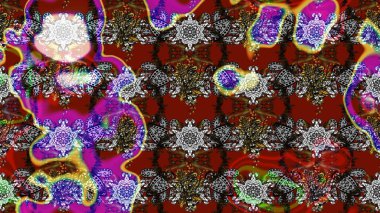 Raster illüstrasyonu. Gri ve kırmızı renklerde bahar çiçekleri. Çiçek ve yapraklı karalama şeklinde Raster çiçek deseni.