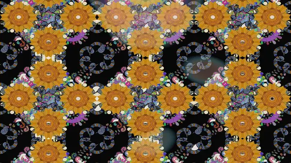 Raster illüstrasyonundaki çiçek desenli çizim. Siyah renkte çiçekler.