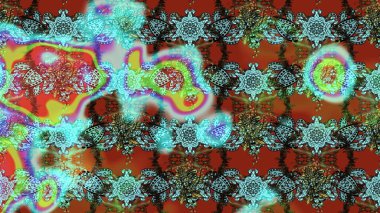 Raster Güzel kumaş deseni. Raster suluboya deseni, narin çiçekler, mavi ve kahverengi çiçekler, tebrik kartı şablonu..