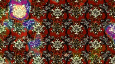 Soyut etnik raster çizim kalıbı. Çiçekler. Vadinin çiçekleri kahverengi ve kırmızı renklerde.