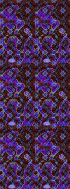 Raster illüstrasyonu. Çiçek desenli çizim. Mor ve kahverengi renkli Asya tekstili.