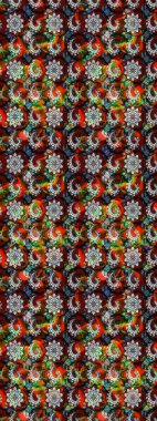 Raster çiçek desenli çiçek deseni, yapraklar, dekoratif elementler, sıçrama, lekeler, el çizimi kontur çizgileri ve Doodle çizim stili, grafik raster çizim çizimi.