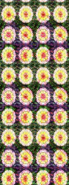 Çiçek desenli çizim. Yeşil renkli çiçekler. Raster illüstrasyonu. Düz Çiçek Elementleri Tasarımı. Asya tekstil tarzında. Renkli Bahar Teması çizim şablonu.