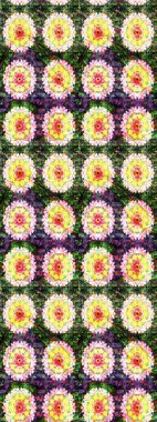 Çiçek desenli çizim. Yeşil renkli çiçekler. Raster illüstrasyonu. Düz Çiçek Elementleri Tasarımı. Asya tekstil tarzında. Renkli Bahar Teması çizim şablonu.