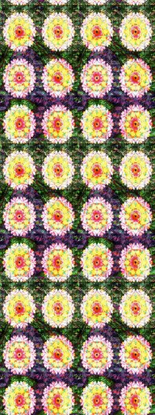 Çiçek desenli çizim. Yeşil renkli çiçekler. Raster illüstrasyonu. Düz Çiçek Elementleri Tasarımı. Asya tekstil tarzında. Renkli Bahar Teması çizim şablonu.