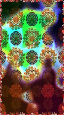 Kahverengi ve yeşil renkli çiçekler. Kusursuz Renksiz Bahar Temalı Kusursuz Arkaplan. Düz Çiçek Elementleri Tasarımı. Sevimli çiçek raster deseni.