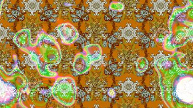 Hediye ambalaj kağıdı, tebrik kartları, posterler ve pankart tasarımı. Kahverengi ve yeşil renkli çiçekler. Raster düz çiçek çizim deseni.