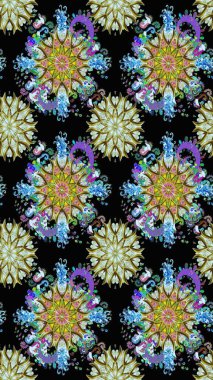 Siyah renklerde. Anti-stres için soyut örnek sayfası. Raster illüstrasyonu.