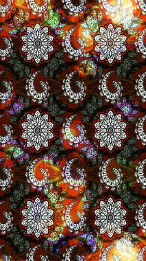 Arkaplan dokusu, duvar kağıdı, siyah ve kahverengi renkli çiçek teması. Soyut etnik raster çizim kalıbı. Kabile sanatı boho baskısı, klasik çiçek arkaplanı.