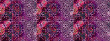 Raster illüstrasyonu. Mor renkli mor kıvırcık çiçekler. Klasik çiçek tasarım elementleri.