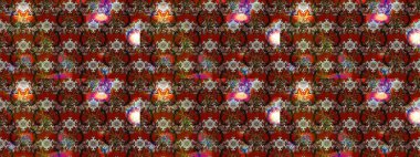 Raster düz çiçek çizim deseni. Hediye ambalaj kağıdı, tebrik kartları, posterler ve pankart tasarımı. Kahverengi ve kırmızı renkte çiçekler.