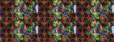 Kahverengi ve siyah renkli bitkilerden oluşan parlak çiçekli çizim deseni.